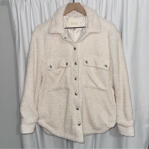Blank NYC Cream Sherpa Shirt Jacket Size Small